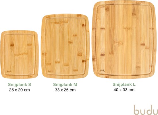 Budu Snijplankenset 3 stuks - Snijplanken bamboe - Snijplank hout - Grote snijplank - Keukenplanken