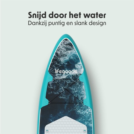 LifeGoods SUP Board Touring - 165 KG Draagkracht - 365 x 76 cm - Opblaasbaar - Compleet Sup pakket - Donkerblauw