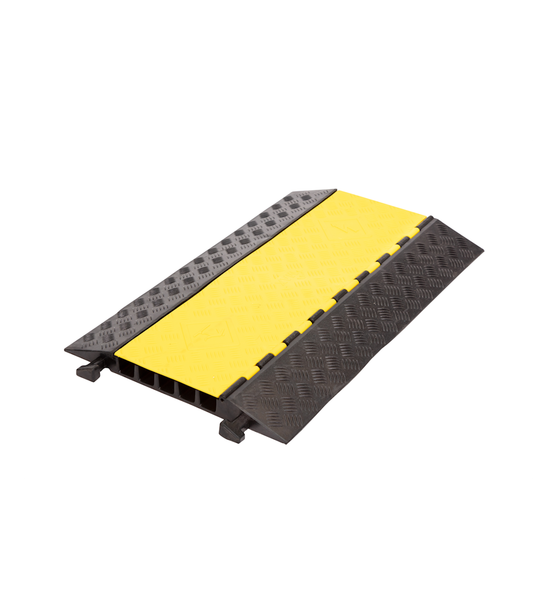 MAX Kabelbrug - 5 Kanalen - 35x35 mm - Rubberen Kabelbeschermer - Voor Voetgangers & Vrachtverkeer - Geel-Zwart