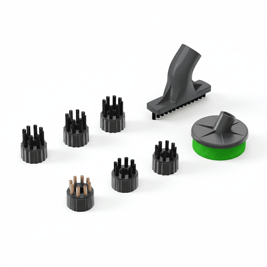 Techweise Extra Set van 8 Vervangborstels voor TS1 Stoomreiniger – Nylon, Staal en Schuurspons – 8-delige Set