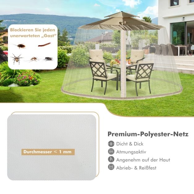Coast Parasol Muggennet – Insectennet met 2 Deuren en Dubbele Rits 12,5 x 2,3 m – Beige