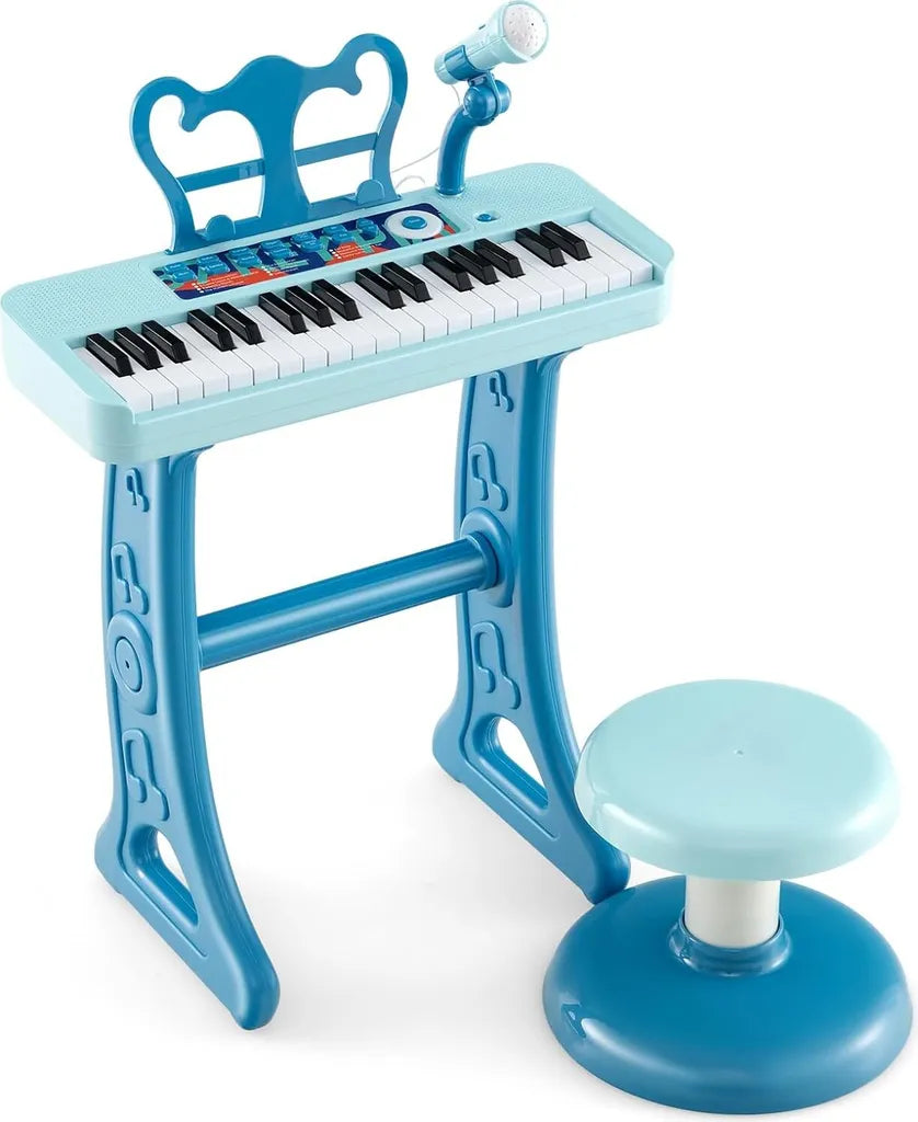 Coast Kinderpiano - 37 Toetsen - met Verstelbare Kruk en Microfoon - Afneembare Standaard - Blauw