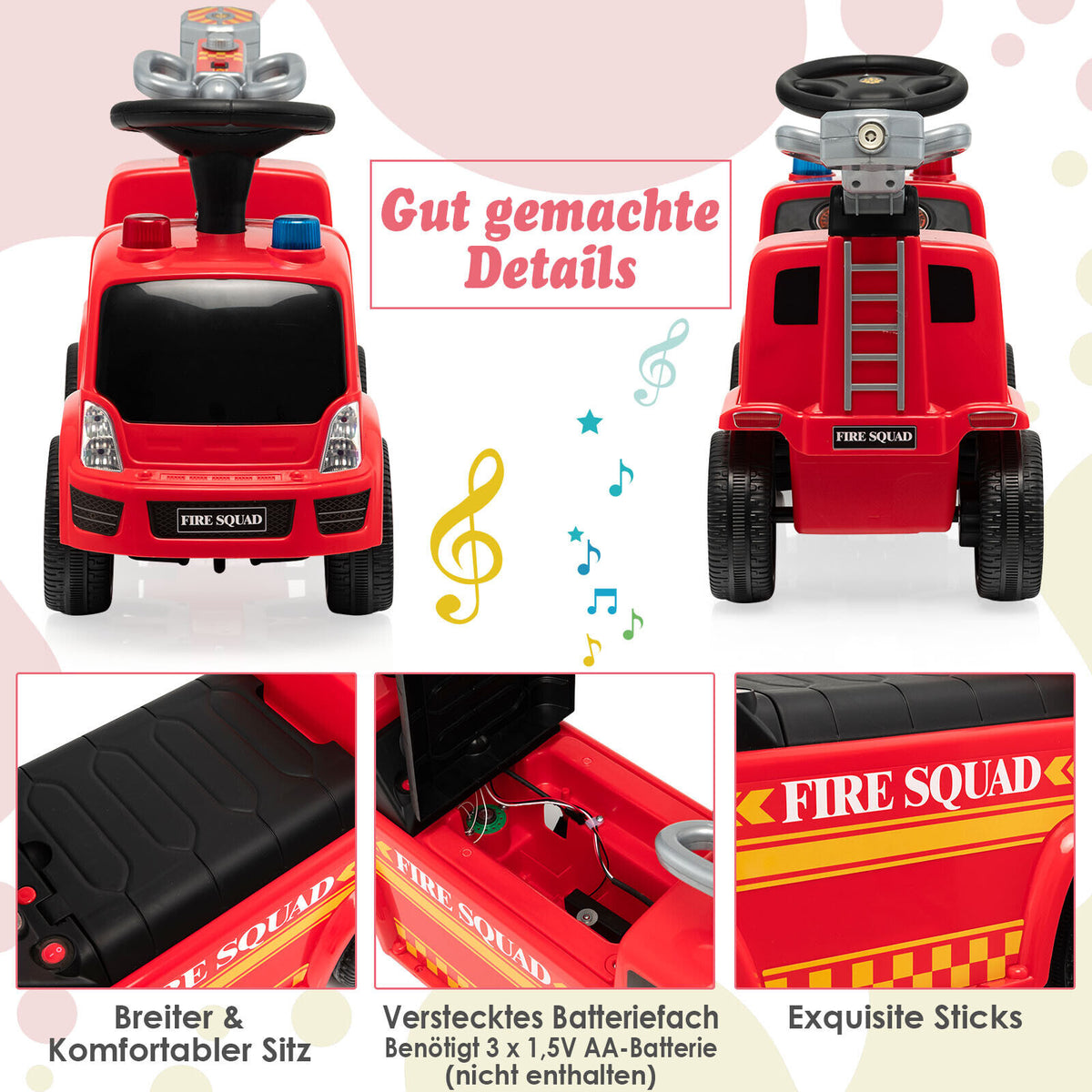 Coast Children's Fire Motor met zeepbelpistool voor kinderen van 18-36 maanden rood