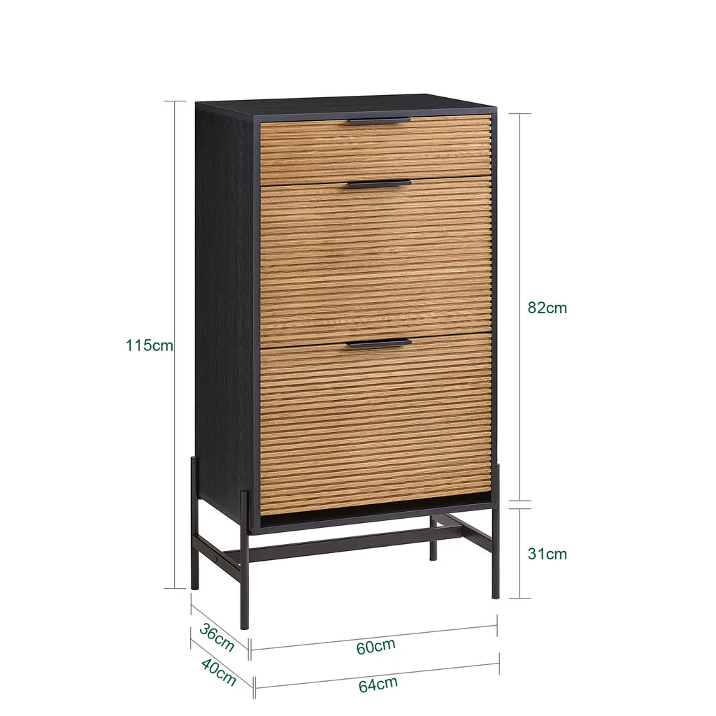 SoBuy HFSR03-SCH Schoenenkast Halmeubel met 1 Lade en 2 Kleppen voor Entree en Hal
