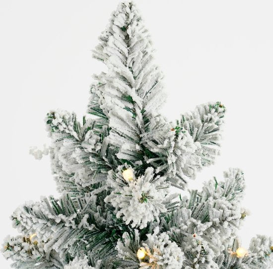 Black Box Trees Gerlos Kunstkerstboom met Verlichting - Kunstboom H120 x D51 cm - Kunst Kerstboom met Besneeuwde Takken - Kerstdecoratie voor Binnen - 166 Tips - Groen