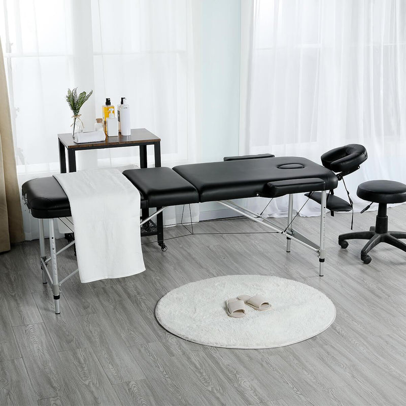 Yaheetech Professionele Massagebank 3-delig Opvouwbaar met Hoofdsteun, Armsteun en Rugleuning Aluminium