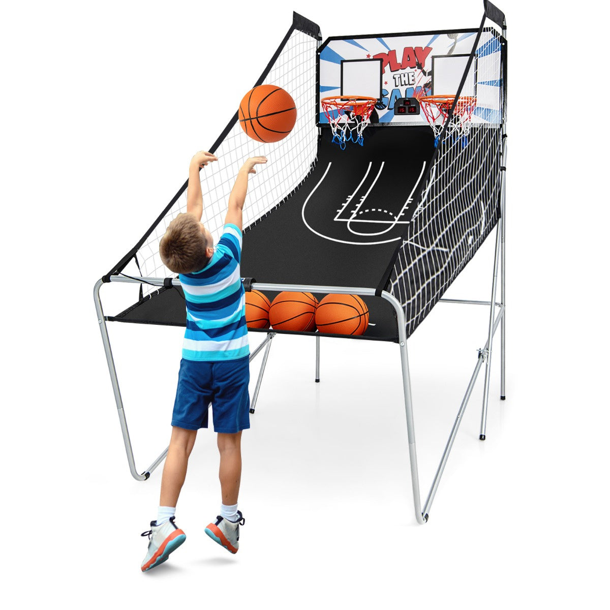 Coast Opvouwbare Basketbalmachine - Met 2 Ringen - Wit