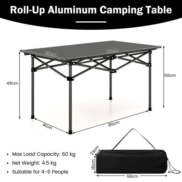 Coast Campingtafel Aluminium met draagtas - 95 x 55 x 50 cm - Max. 60 kg - Zwart