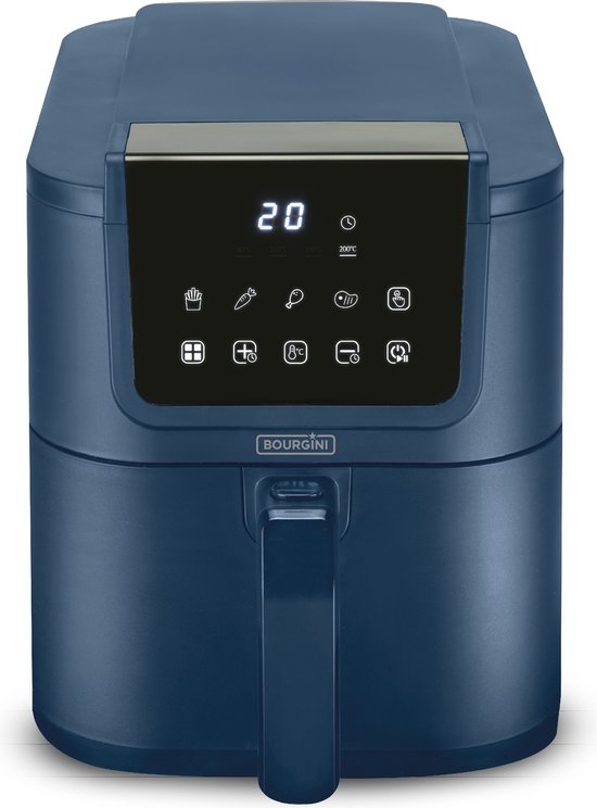 Bourgini Slimfit Airfryer XL Blauw - Heteluchtfriteuse - 5 liter - 1500W - PFAS vrij