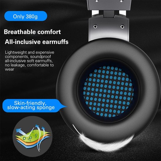 AULA G91 USB Gaming headset - 7.1 Surround Sound - PS4 / PS5 Koptelefoon - Zwart
