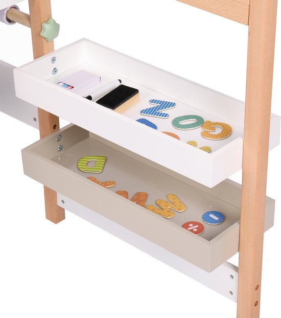 Sunny Olivia Teken- en Knutseltafel – Houten Kinder Teken- en Knutseltafel – Compleet Met Stoel, Whiteboard, Papierrol & Opbergruimte – Creatief Speelmeubel