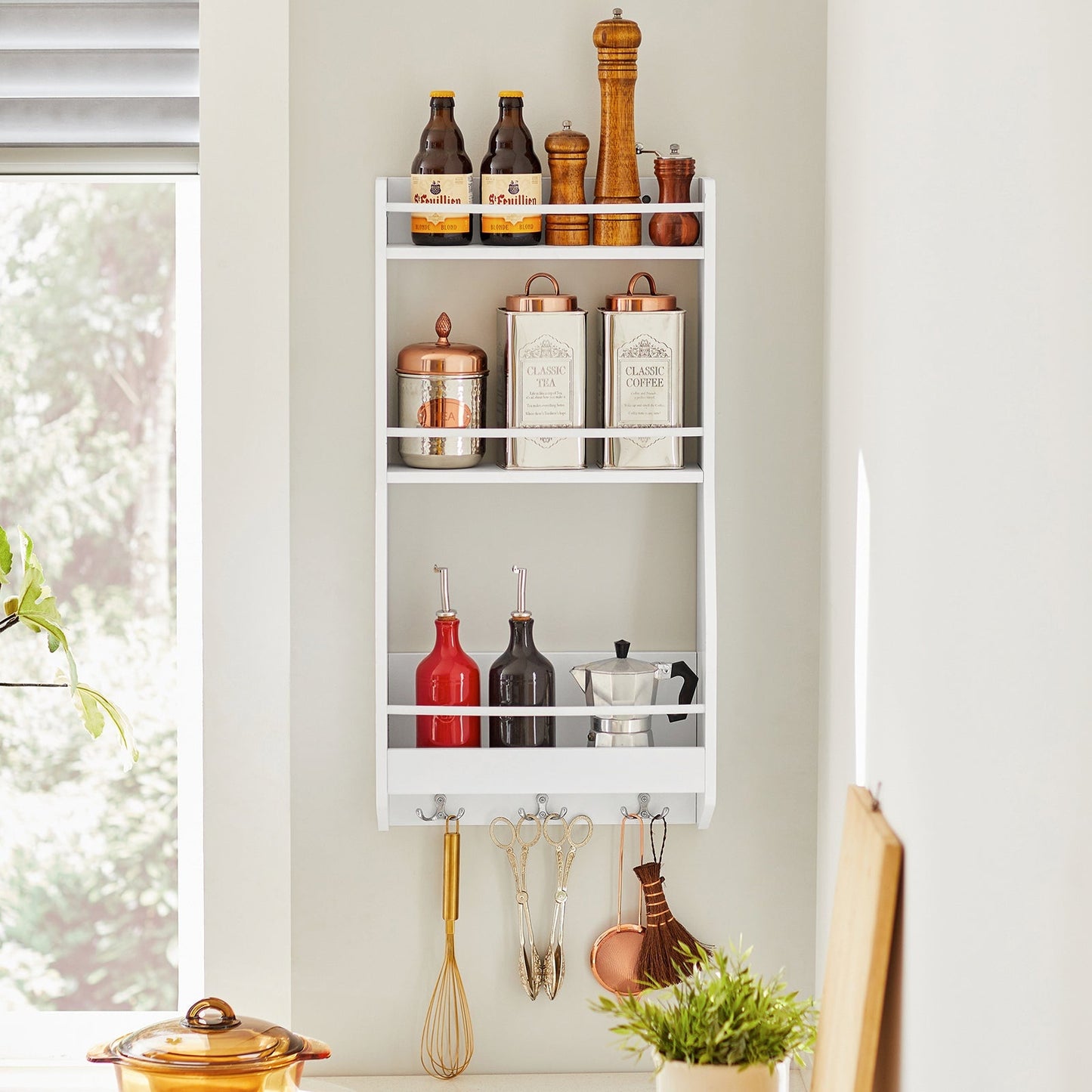 SoBuy Keuken Wandkast - Wit - 38 x 17 x 75 cm
