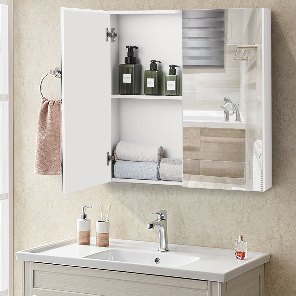 Coast - Badkamer - Spiegelkast - Wit - 62 x 11 x 65 cm