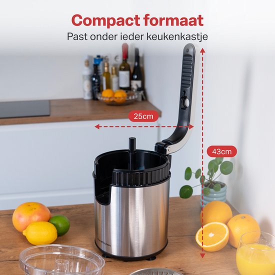 AoraKitchen Citruspers - Sinaasappelpers Elektrisch - 600ML - Citroenpers - 160W - Sapcentrifuge - 2 Perskegels