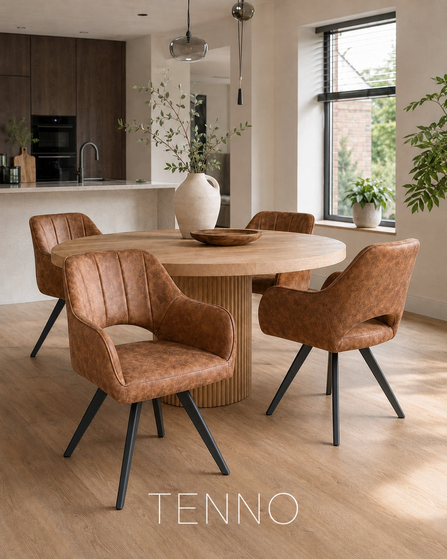 Meubel31 Tenno Draaibare Eetkamerstoelen - Set van 2 - Cognac