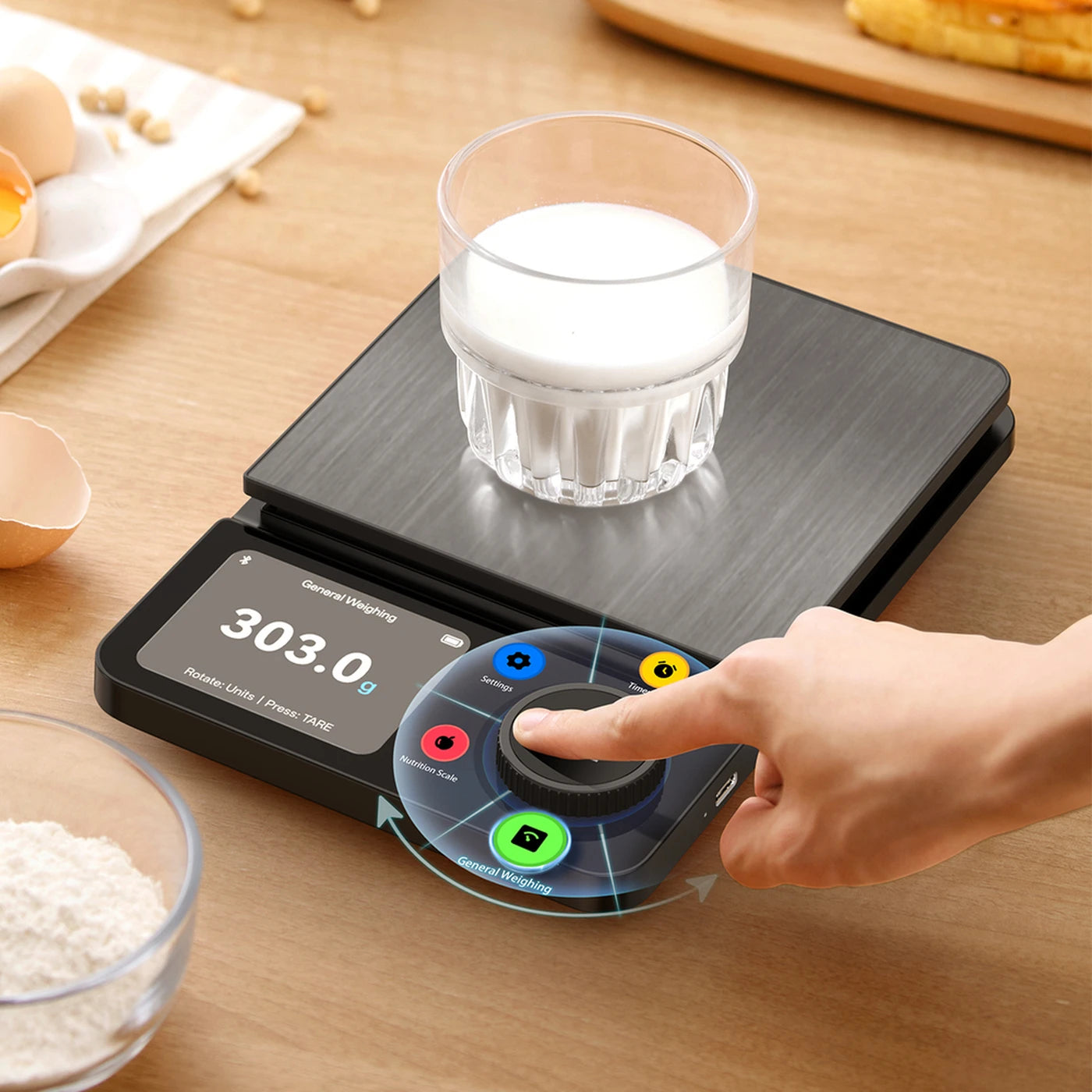 Unique Slimme Voedingsweegschaal 5 kg - Nauwkeurig tot 0,1 g - 2,8 inch TFT-Scherm - Oplaadbaar