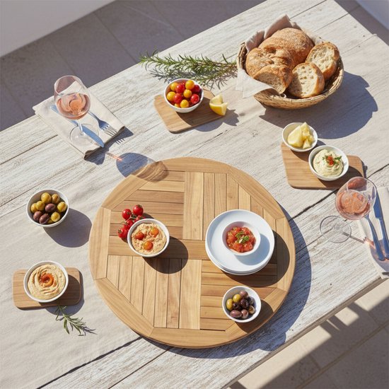 AXI Sari Teak Draaiplateau Ø 80 cm – Lazy Susan – Rond Dienblad – Roterend Serveerelement – Teakhout – Voor op Tafel – Voor Binnen en Buiten