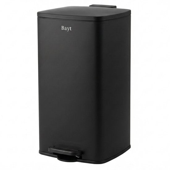 Bayt Prullenbak - Prullenbak 60 Liter - Pedaalemmer 60 Liter - Vuilnisbak 60 Liter - Afvalbak - RVS - Zwart