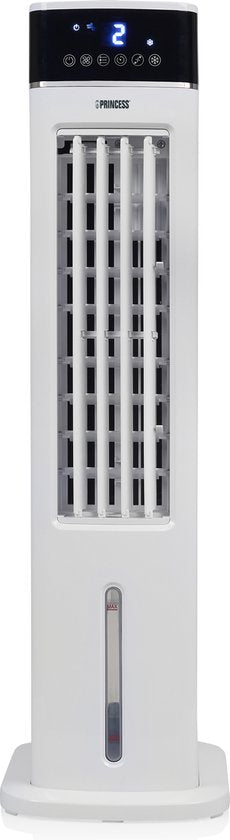 Princess Slimme Aircooler met App & Afstandsbediening – Luchtkoeler Zonder Slang – 3,5L Waterreservoir – Oscillerende Ventilator met Verkoeling – Mobiele Air Cooler voor Slaapkamer, Woonkamer, Kantoor – Wit – Energiezuinig – Timer - 358640