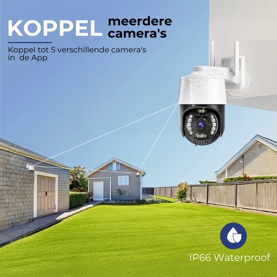 Camux Cam-VisionX Beveiligingscamera Buiten IP66 - 3MP 2K Camera - Buitencamera met Nachtzicht - Wifi met App - Security Camera