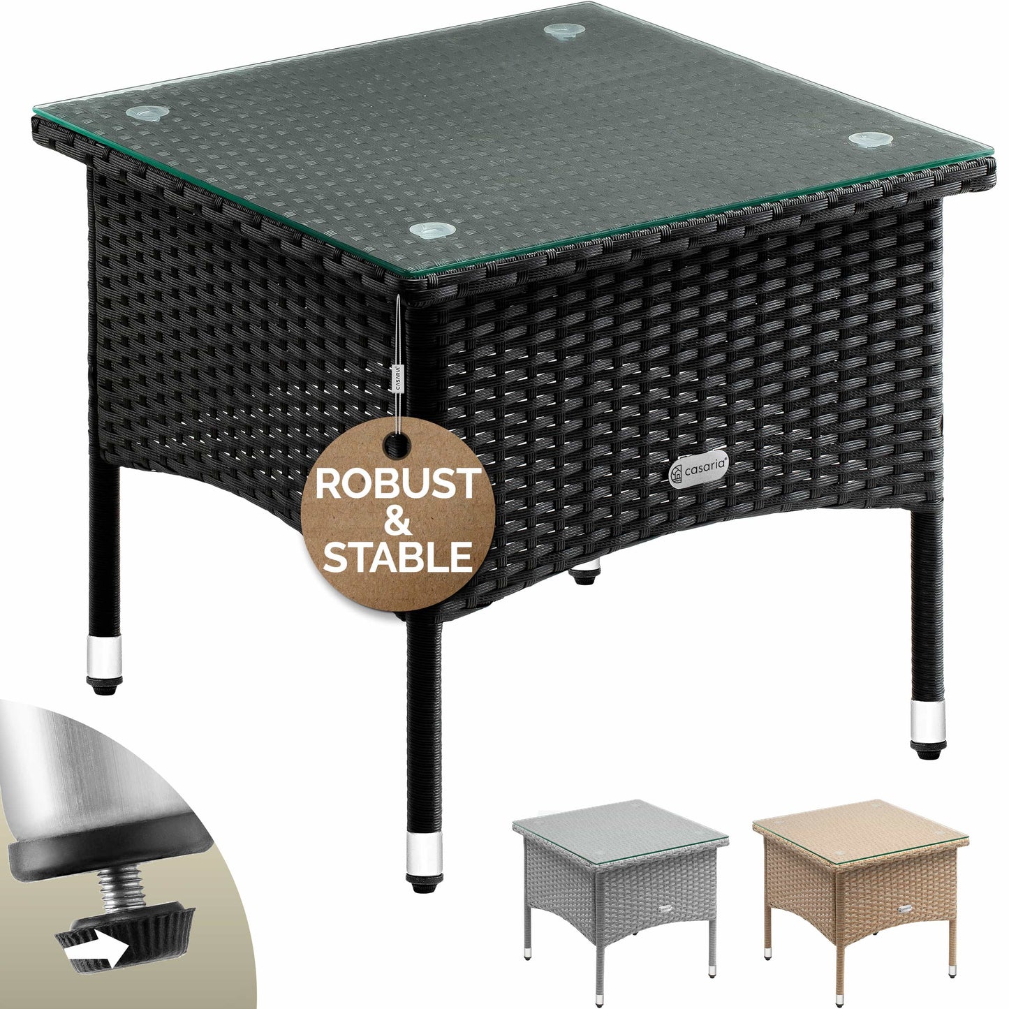 Casaria Bijzettafel Polyrotan Zwart 50x50x45cm
