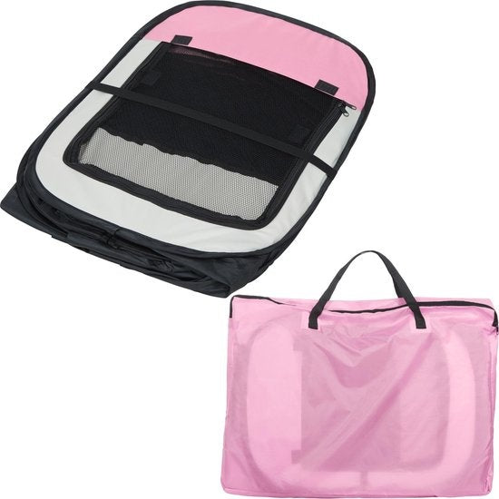 Tectake Opvouwbare Puppyren - Roze - 125 x 125 x 64 cm - Incl. Draagtas