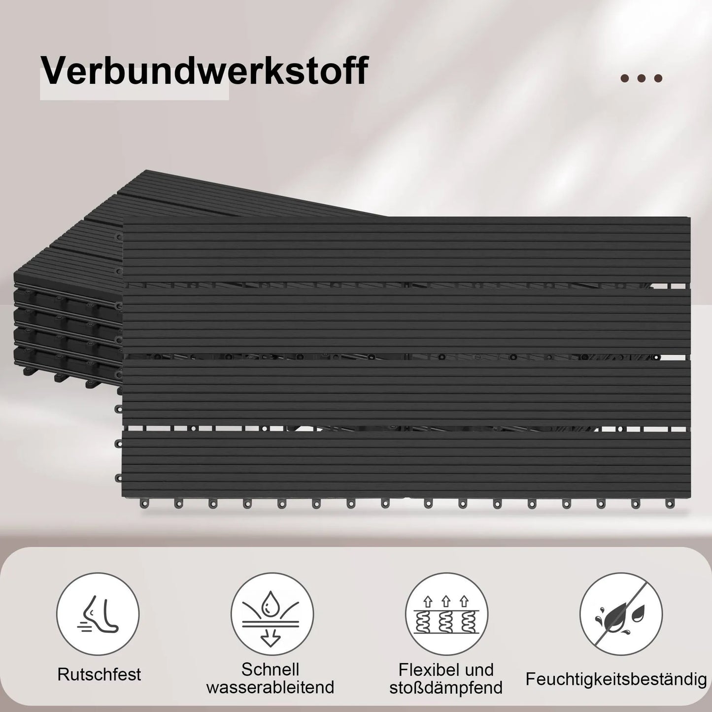 EUGAD WPC Terrastegels 30 x 60 cm - 12 Stuks - 2 m² - Kliksysteem - Diverse Kleuren