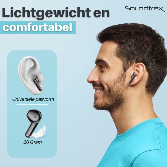 Soundtrex X-Pro Draadloze oordopjes - Bluetooth Oordopjes - Oortjes draadloos - Earpods - LED Display - Bluetooth 5.3 - Zwart