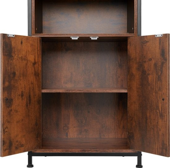 tectake - Wandkast Doncaster 60x38x125cm - industrieel donkerbruin