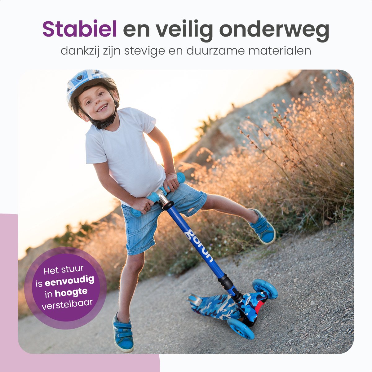 GoFun Kinderstep - Lichtgevende Wielen - Opvouwbaar - Verstelbaar Stuur - 85 x 58 x 23 cm - Blauw