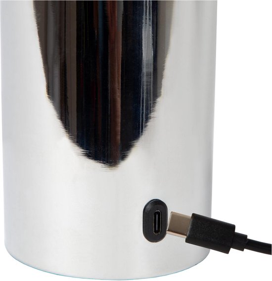 Lucide VIVO - Oplaadbare Tafellamp - Accu/Batterij - Ø 8 cm - LED Dimbaar - E27 - 1x1W 2700K - Chroom