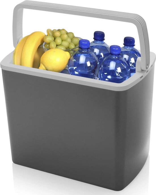 Tristar Koelbox KB-7424 - Coolbox 22 liter - Lichtgewicht met handvat - Thermo-elektrisch koelsysteem - Met 12V stekker voor onderweg en in auto - Om te vormen naar 230V netstroom stekker - Grijs