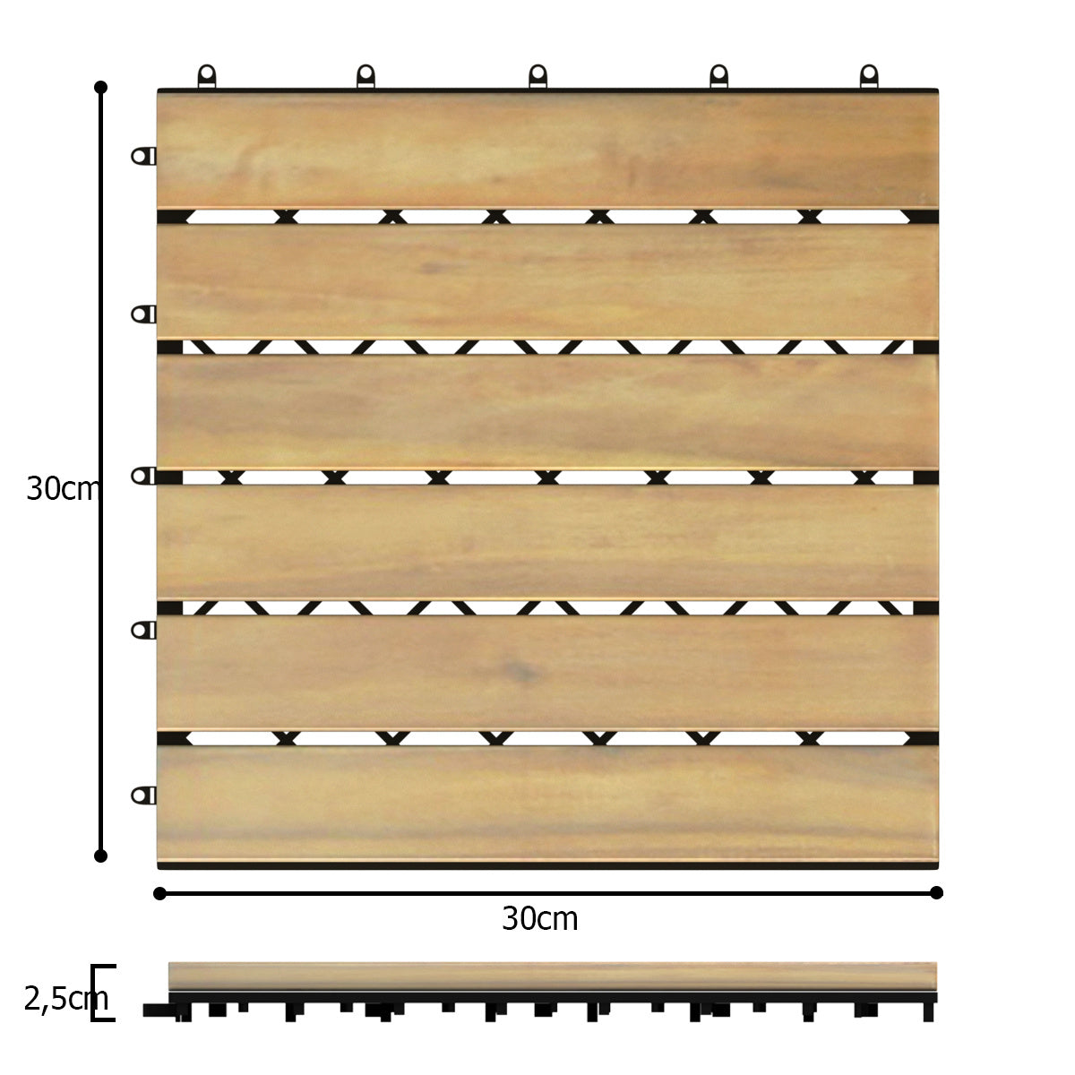 Coast Terrastegels Acaciahout 30,5 x 30,5 x 2,5 cm (10 stuks) - Recht