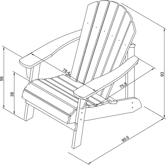 AXI Carmen Adirondack Stoel – Houten loungestoel met armleuningen – Hoge rugleuning - 90,5x78,4x93cm