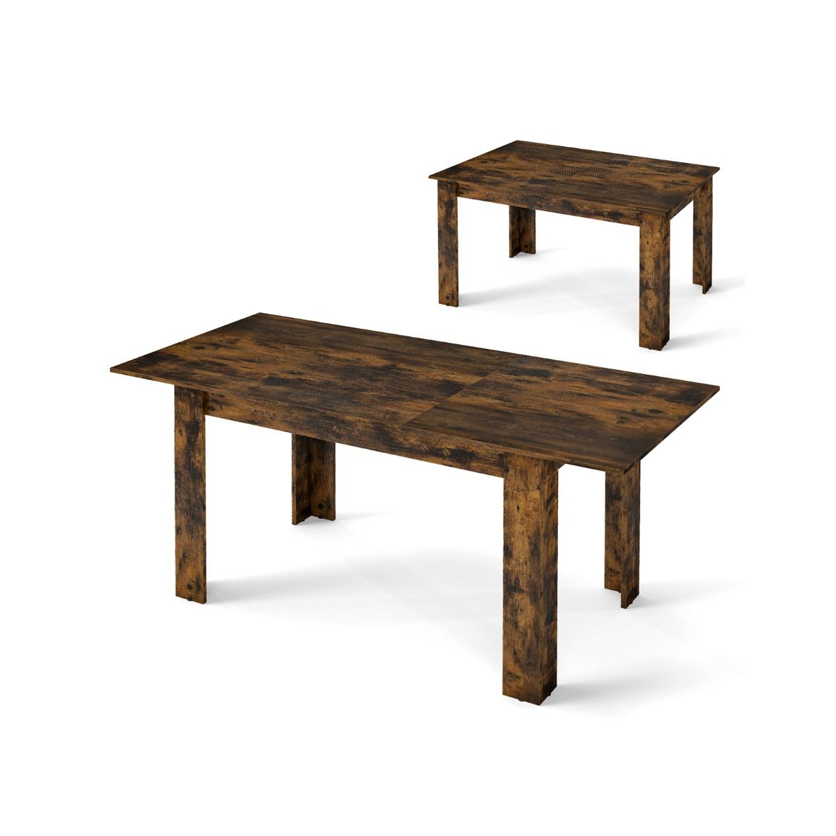 Coast Uitschuifbare Eettafel - Verstelbaar tafelblad - L-vormige poten - Koffiebruin 158 x 70 x 76 cm