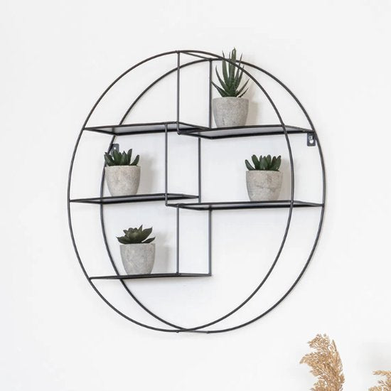 Genk Wandplank Rond - Zwart Staal - Ø47 cm - Diepte 10 cm - Moderne Design Wandplank