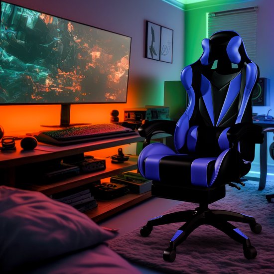 Bayt Gamestoel - Gaming chair - Gamingstoel - Comfort gamer stoel - Zwart en Donkerblauw