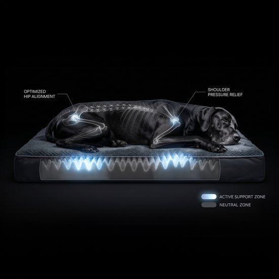 Happysnoots® Orthopedisch Hondenkussen - XXL Hondenmand 100 x 70 x 12 cm - Wasbaar Hondenbed Voor Grote Honden - Grijs met Rits