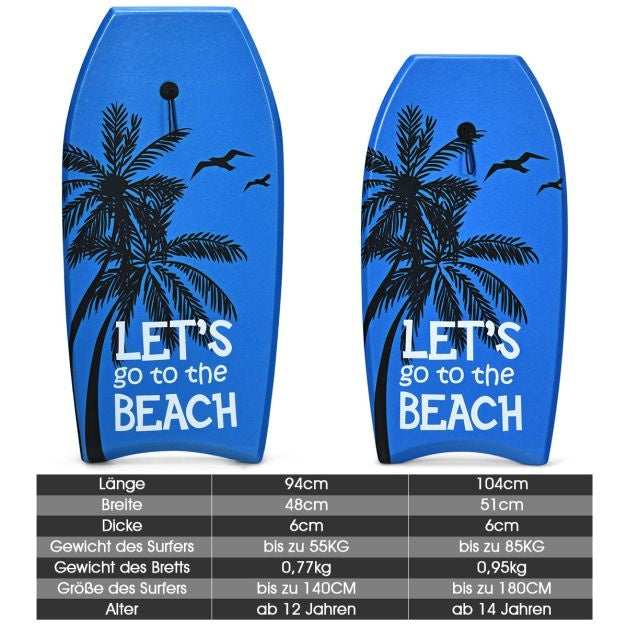 Bodyboard lichtgewicht voor kinderen en volwassenen 106 cm blauw