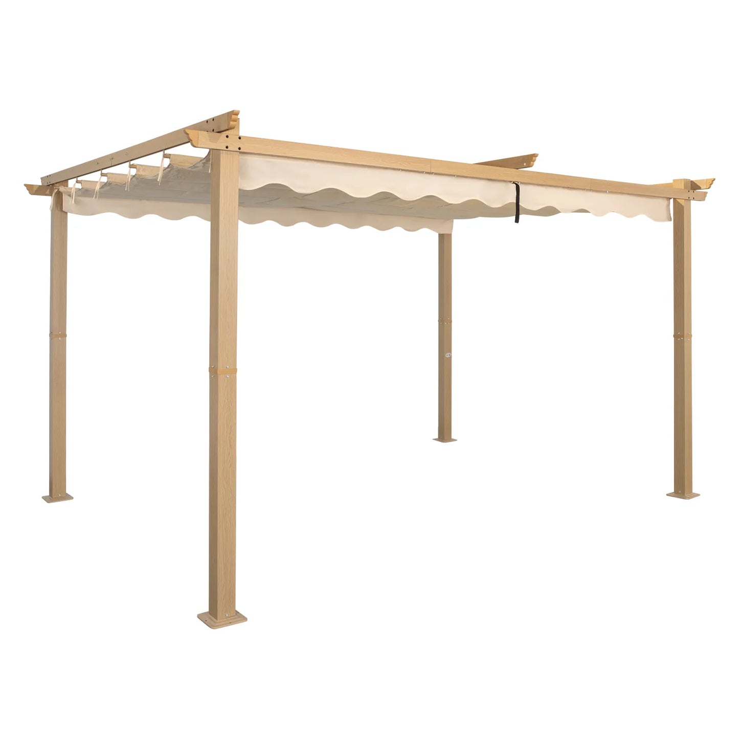 Angel Living Aluminium Pergola 3×3 m Crèmegeel – Uittrekbaar Dak UV50+, Stalen Dakbuizen, Poedercoating