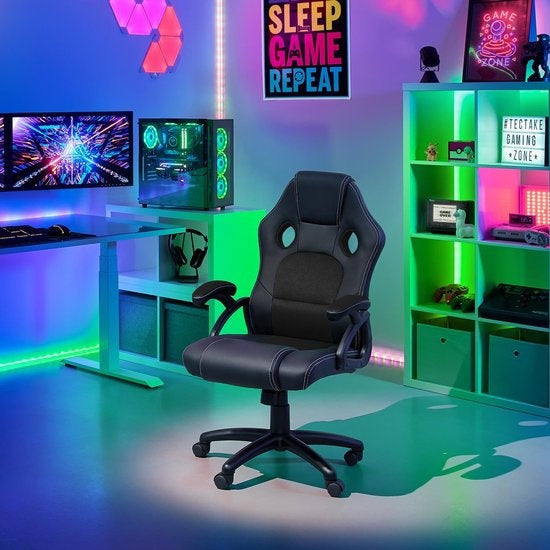 tectake® - bureaustoel gamingchair - luxe burostoel kantoorstoel - racingstoel burostoel gamestoel Tyson - zwart