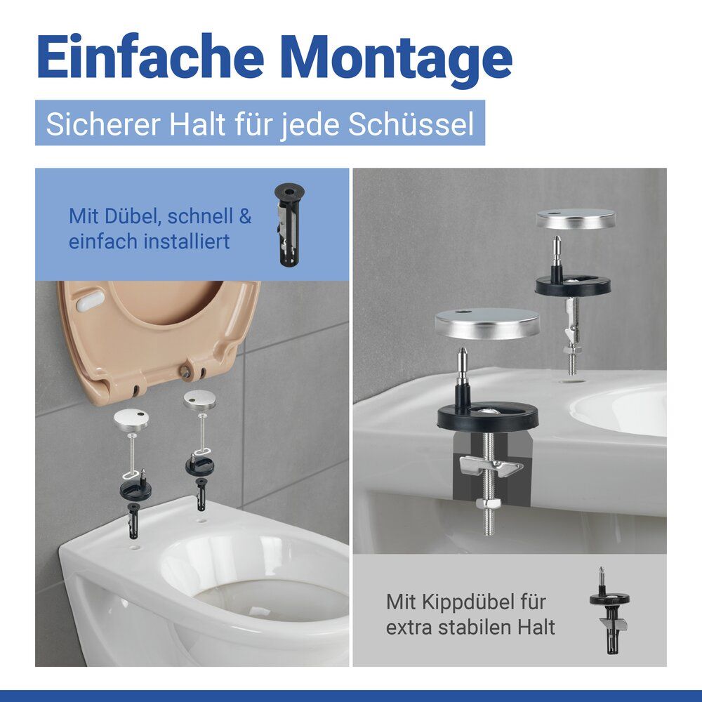 WENKO Ottana Toiletbril Beige - Duroplast - Easy-Close - Fix-Clip