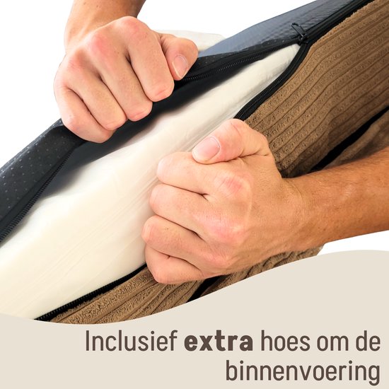 By Cee Cee Orthopedische Hondenmand – Hondenbed – Ribstof - Voor Middelgrote Honden - Bruin - 108x81cm - Moos