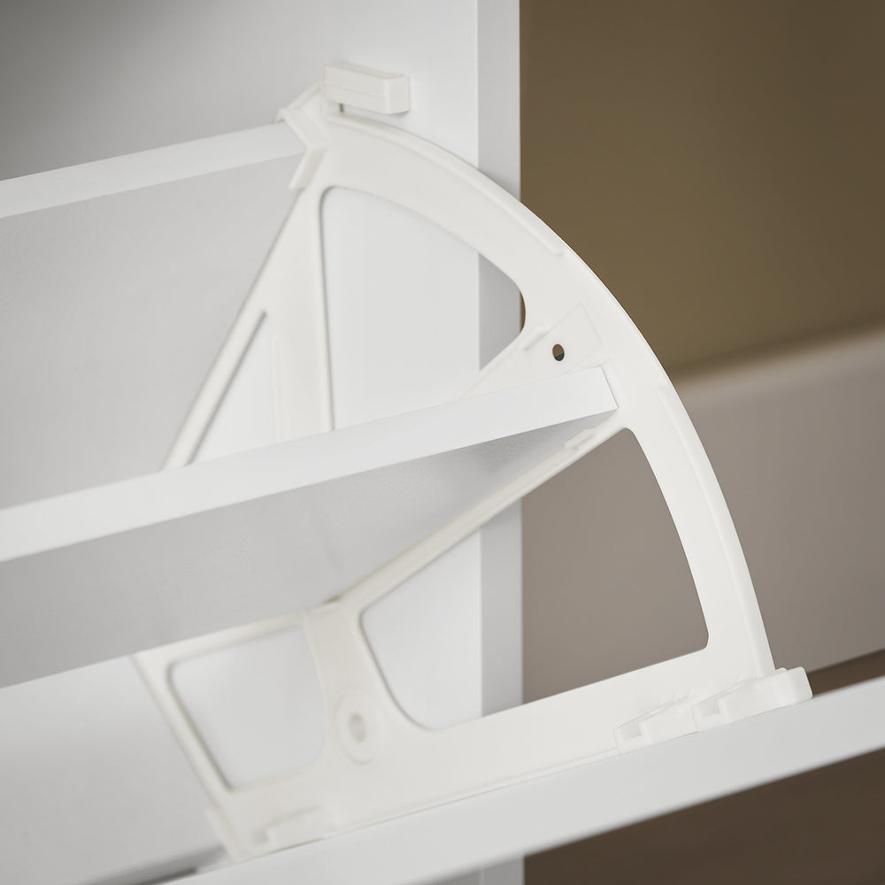 SoBuy FSR145-W Schoenenkast Met 6 Kleppen, Schoenencommode Met 2 Haken, Schoenenrek, Schoenenkist, Gangkast