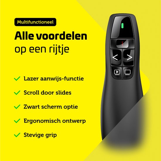 Garpex® Draadloze Presenter - Presentatie klikker - Wireless Presenter - Powerpoint afstandsbediening - Laser Pointer - Draadloos