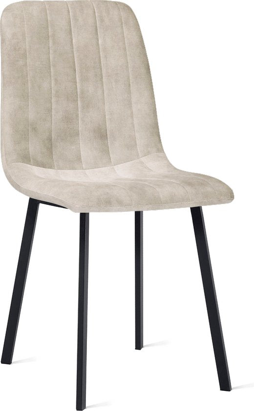 Multifurn - Eetkamerstoel 'Minsk' (Velvet, Taupe, Set van 2)