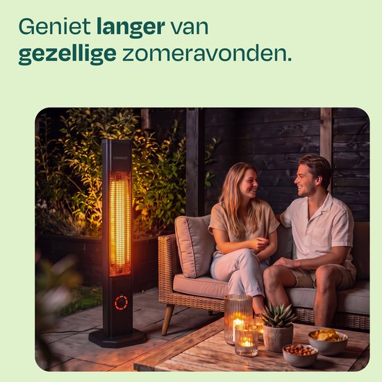 VONROC Staande Terrasverwarmer Lipari 2000W – Patio heater - Carbon infrarood verwarmingselement - Incl. afstandsbediening