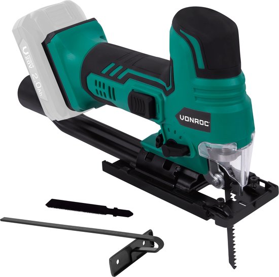 VONROC Accu decoupeerzaag VPower 20V – Ergonomische T-handgreep – Instelbare snelheid & zaaghoek – Zonder accu & lader