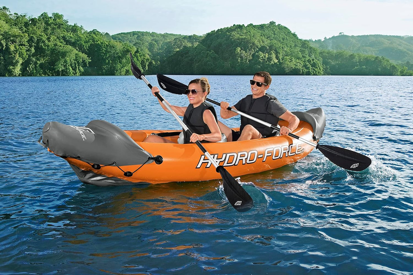 Hydro-Force Rapid - Opblaasbare Kajak voor 2 Personen - met Zittingen - Rugleuning - Peddels - Handpomp - en Draagtas - Oranje