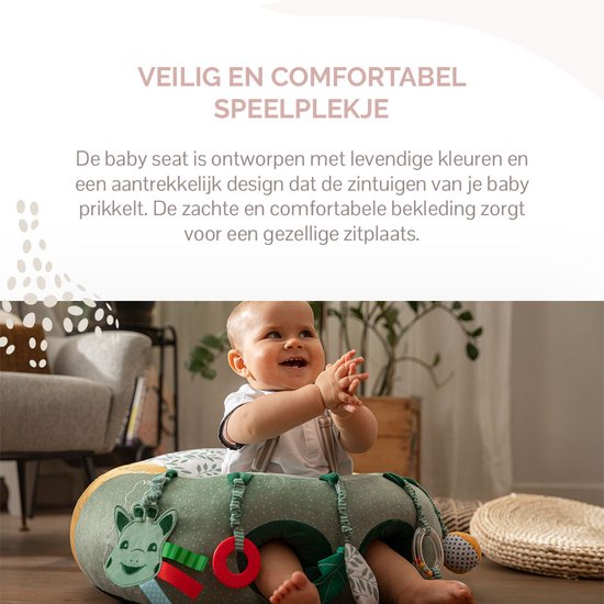Sophie de giraf Baby Seat & Play - Babystoel met activiteiten - Baby speelgoed - Kraamcadeau - Babyshower cadeau - Vanaf 3 maanden - 27 x 55 x 50 cm